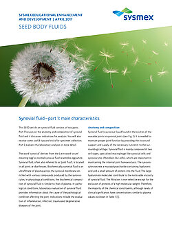 Sysmex SEED Synovial fluid - part 1 main characteristics