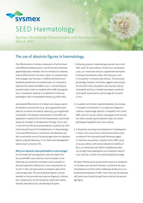 The use of absolute figures in haematology